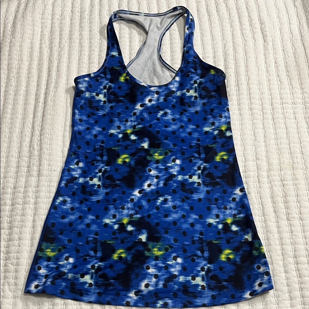 lululemon athletica Blue and Black Patterned Tank Top